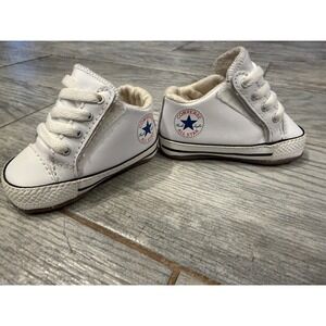 Converse Chuck Taylor All Star White Leather Crib Shoes Infant Size 1 867216C